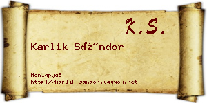 Karlik Sándor névjegykártya