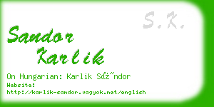 sandor karlik business card